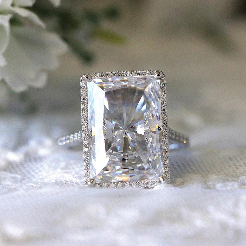 Ny Glitrende Firkantet Geometrisk Design Ringlys Luksus Personlig Mote Stil Forlovelses- og Bryllups Tilbehør
