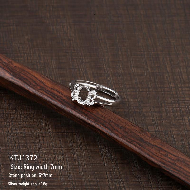 Suport inel unisex din argint sterling 925 pentru incrustații DIY cu turcoaz sau ceară de albine, design ajustabil