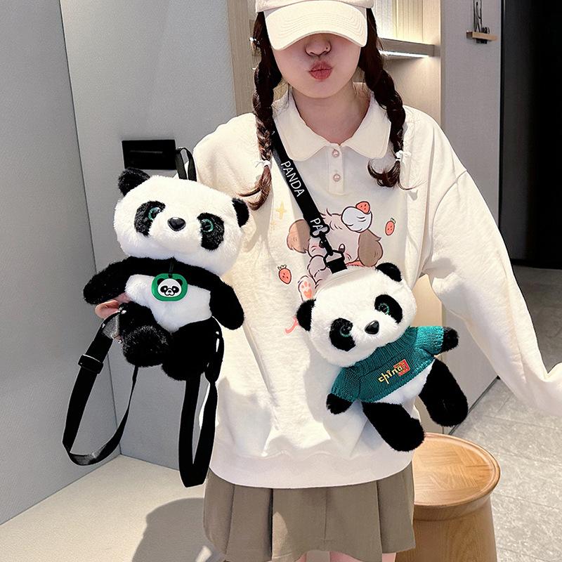 Cute Panda Bag Autumn and Winter Cartoon Doll New Children's Plush Crossbody Chest Bag