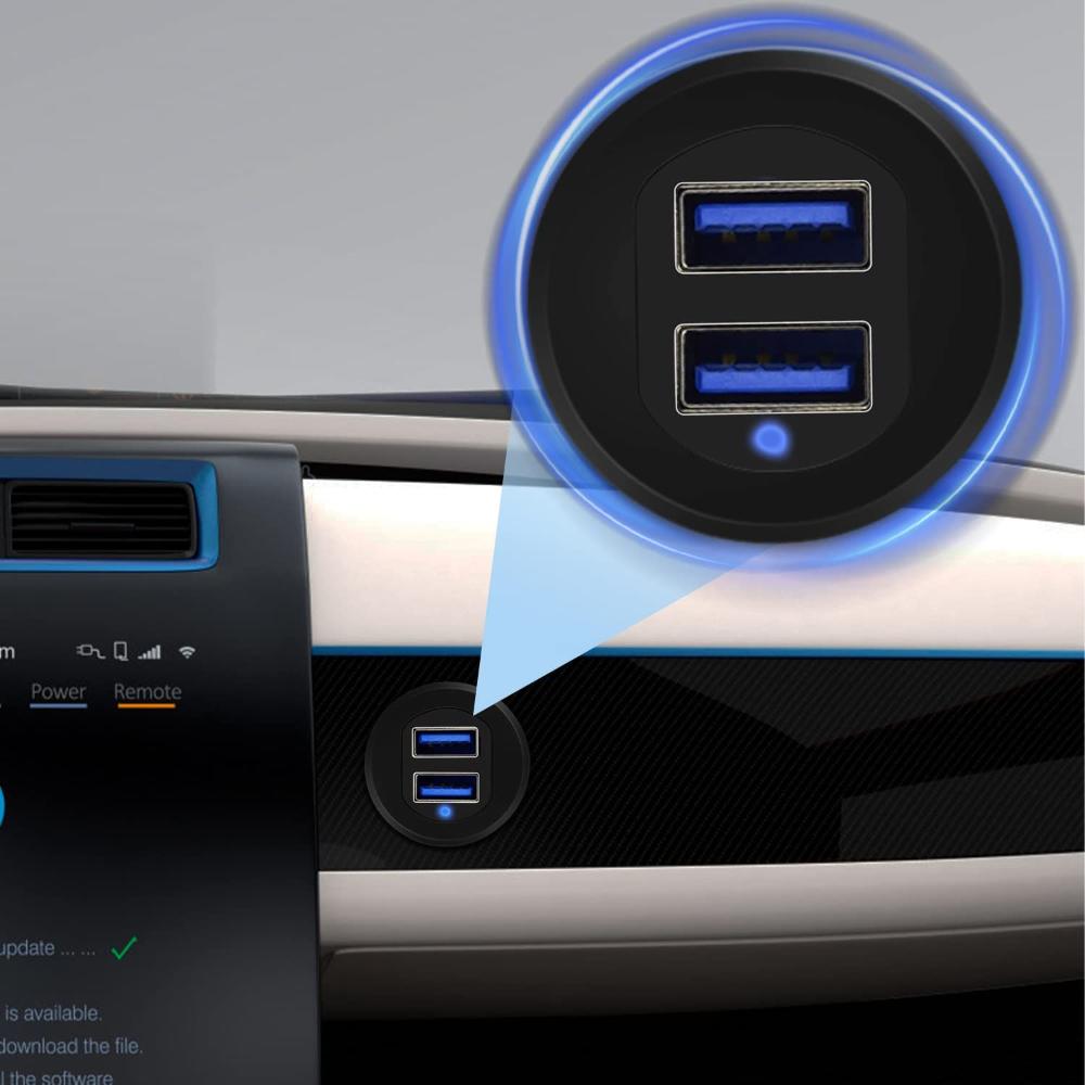 Double Port Extension Cable LED Indicator Panel Dashboard USB 3.0 Car Flush Mount Cable