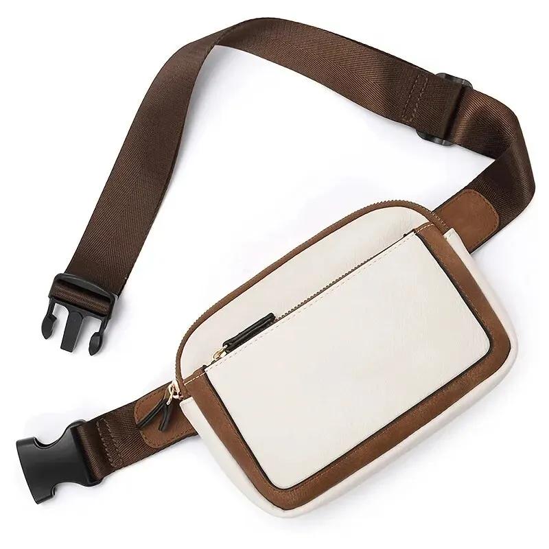 

Women s Belt Bag Fashi Crossbody Bag Chest Bag Adjustable Shoulder Strap PU Leather Women s Messenger Handbag бежевый
