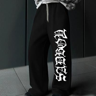 Heren Joggingbroek Y2K Gotische Letterprint Losse Hoge Taille Wijde Pijpen Broek Unisex Sportbroek Casual Lange Broek Outdoor Streetwear