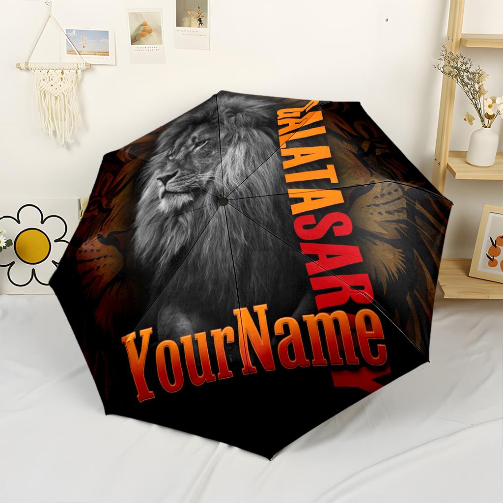 Galatasaray1 Customize Your Name Umbrella Portable Automatic Umbrella Retractable Design with 8-Rib Durability Foldable Design Travel Essential