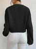Herbst 2025 Einfarbiger V-Ausschnitt Laternenärmel Damen-Pullover