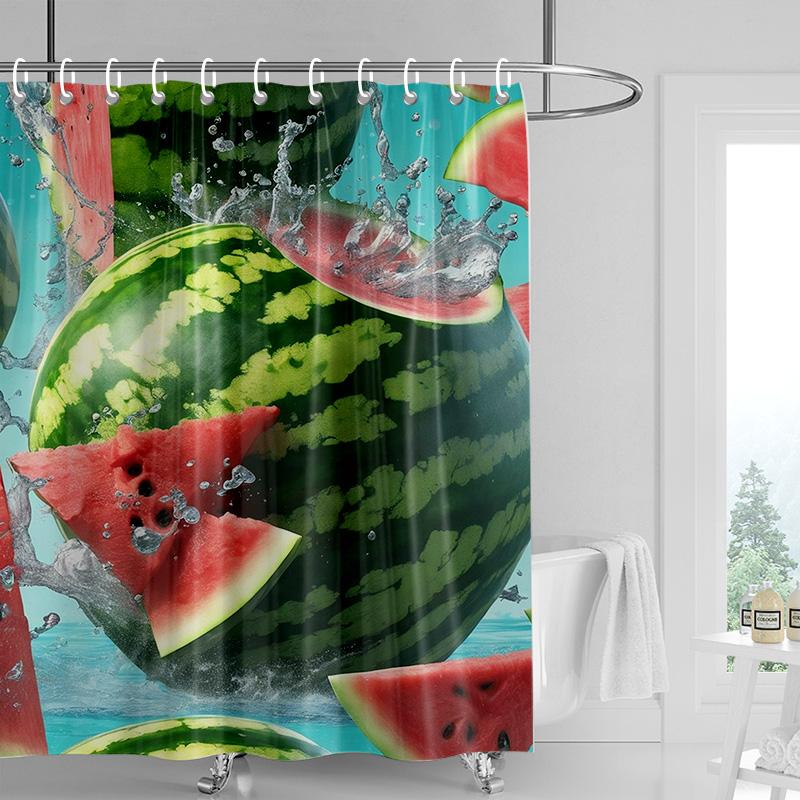 Frucht-Duschvorhang Waschbar Schmutzabweisend Duschkopf-kompatibel Wasserdicht Polyester-Badevorhang Für Heimdekoration