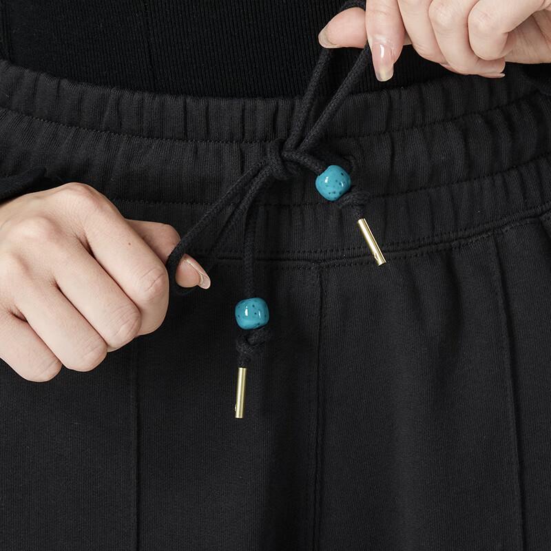 Puma Cny Year Of The Dragon Collection New Year Solid Color Lace-Up Nine-Point Knitted Sports Pants Women pants Black 627271-01