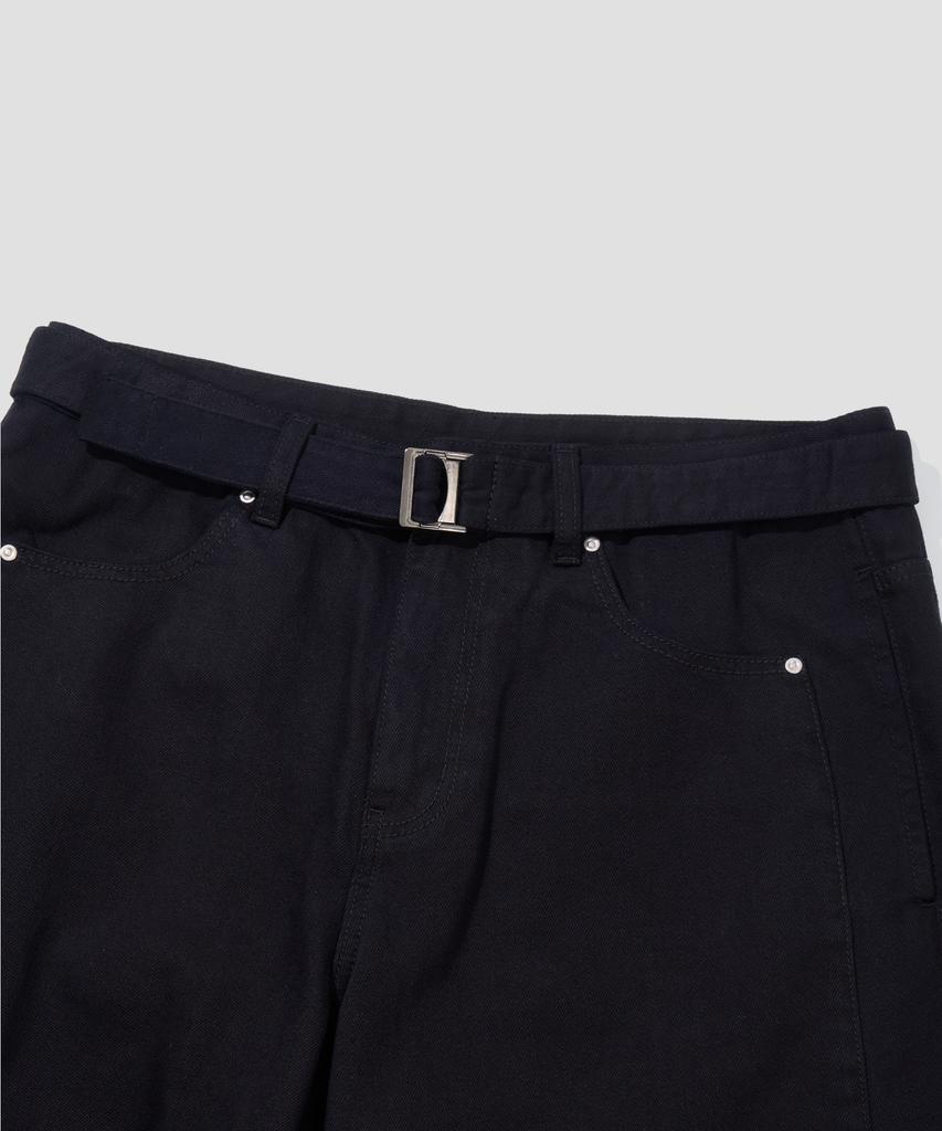AGOD Belted Incision Cotton Bermuda Pants [Black]