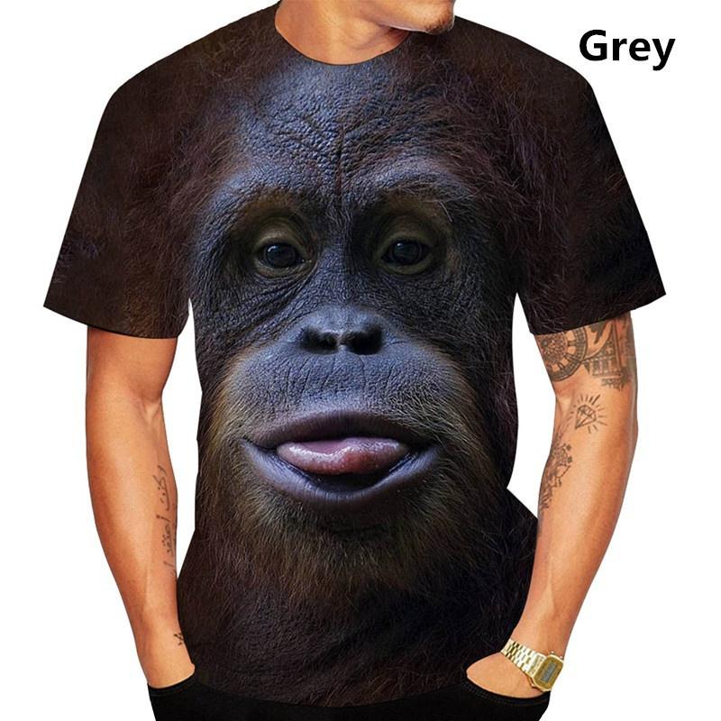 Lustiges T-Shirt mit Kuss-Affenlippe und Grafik für Herren, Kleidung, 3D-Parodie, Gorilla-Orang-Utan-Print, Unisex, kurzärmelig