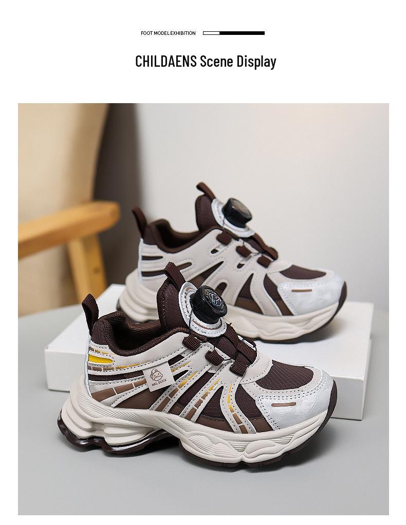 Little Yellow Duck Kinder Herbst/Winter Netz-Leder-Sneaker - Leichte Freizeit-Sportschuhe für Jungen und Mädchen