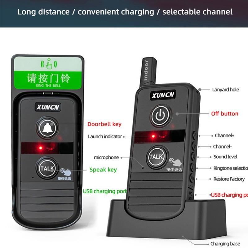 3000M 3 Volume Levels Door Chime Kit Long Range Wireless Doorbell Two-way Communication Home Office Wireless Intercom System