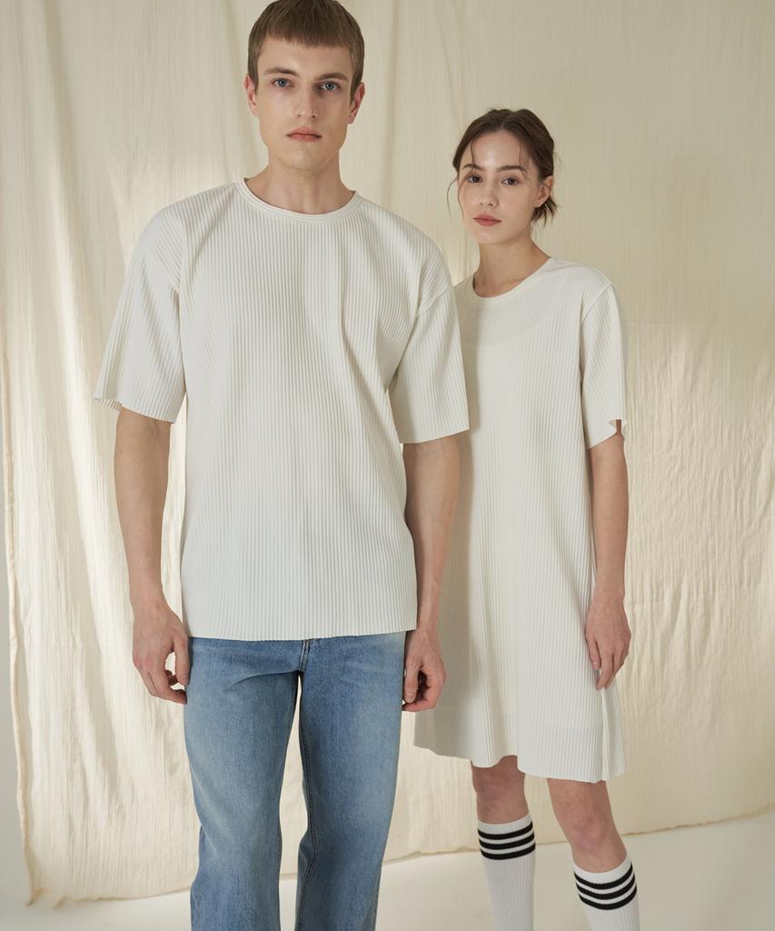 210EDIT Pleated Short Sleeve Dress_Zd2Op561_Ivo