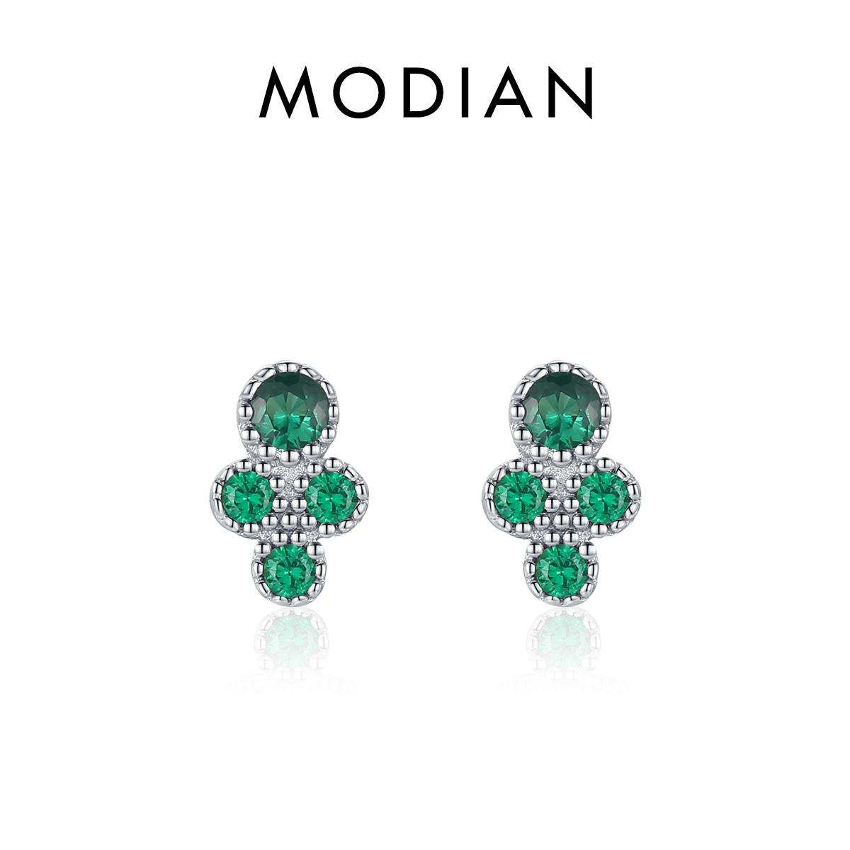 

Модиан, настоящее серебро 925 пробы, милые мини-крошечные маленькие винтажные зеленые серьги-гвоздики для женщин, проложить оправу, ювелирные изделия с фианитом, подарок серебряный