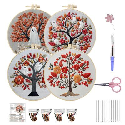 Halloween Embroidery Set Gothic Halloween Embroidery Beginner Kit Needlework Accessories For Holiday Costume Crafting Party