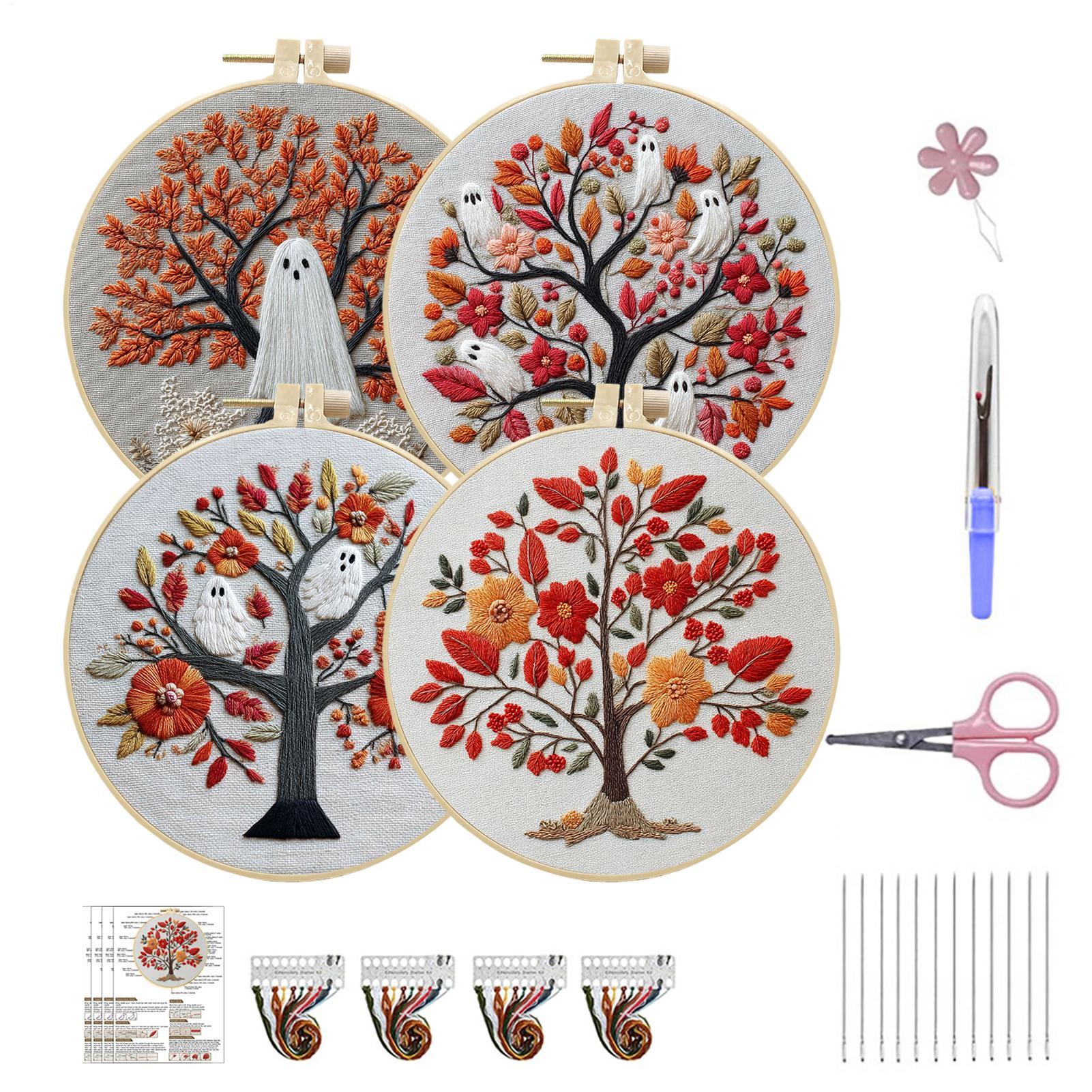 

Halloween Embroidery Set Gothic Halloween Embroidery Beginner Kit Needlework Accessories For Holiday Costume Crafting Party CN