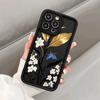 Goldblatt Florales Design Weiche TPU Handyhülle für iPhone 16 15 14 13 12 11 Pro Max Plus Stoßfest Anti-Rutsch Abdeckung