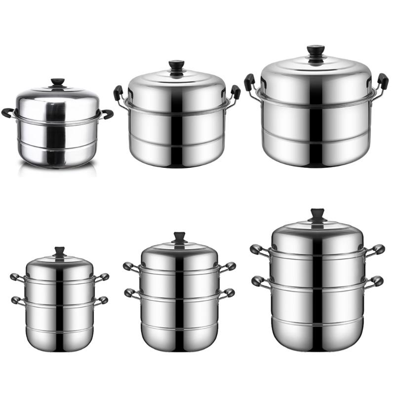 Multi Layer Steamer Steaming Pot Thickened Stainless Steel Construction Cookware with Steam Rack Kitchen Accessories