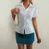 Hot Girl Versatile Button Short Sleeve Shirt Top Women's Spring Summer Independent Station