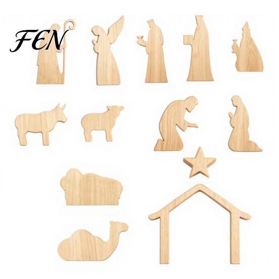 Traditional Holiday Scenes for Kids 13Pcs Wooden Christmas Nativity Scene Set, Mini Holy Family Figurines, Small Religious Collectibles Tabletop