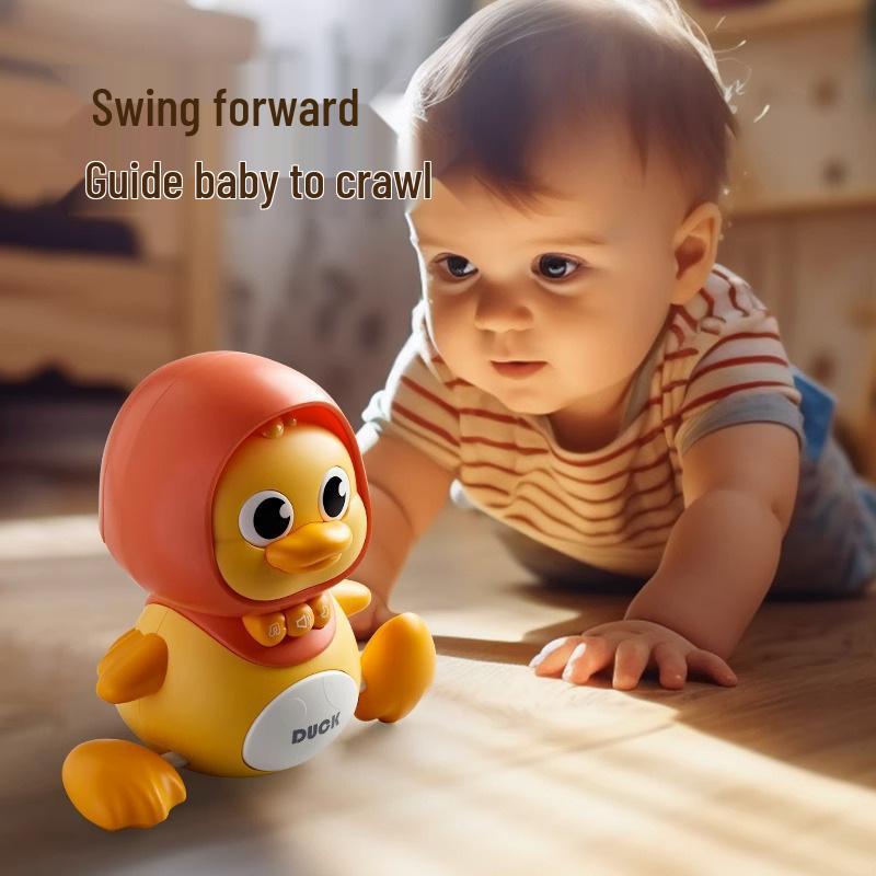 Children's Musical Crawling Duck Toy with Magnetic Suction and Lights for Early Education