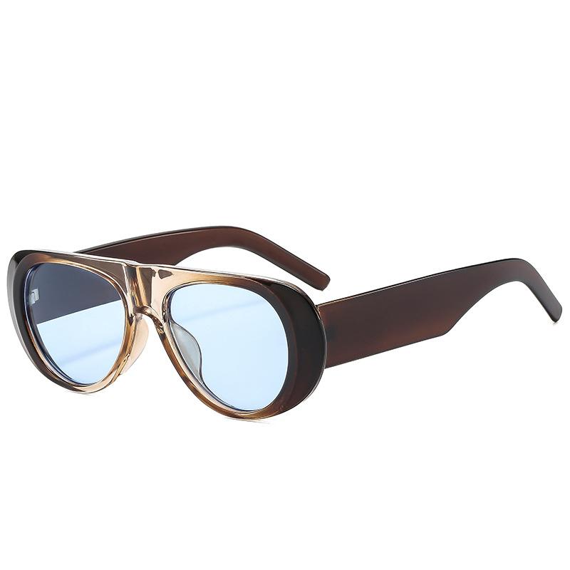 Vintage Big Frame Ellipse Women Square Sunglasses Brand Black Round Cool Men Sunglasses One Piece Designer Pilot Sun Glasses