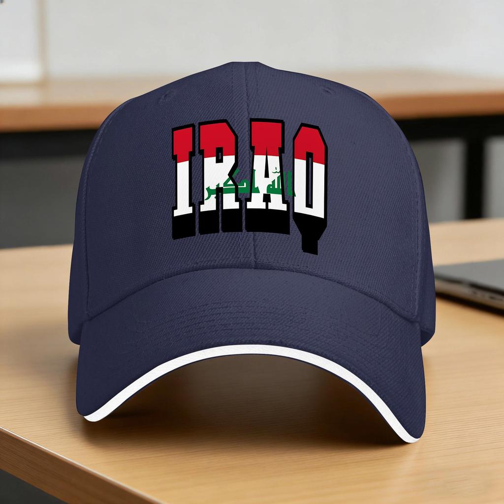Iraq Country Flag Typography Casual Baseball Cap Trucker Hat Sun Hiking Fishing Hip Hop Hats FeUnisex Unisex Fashion Baseball Caps