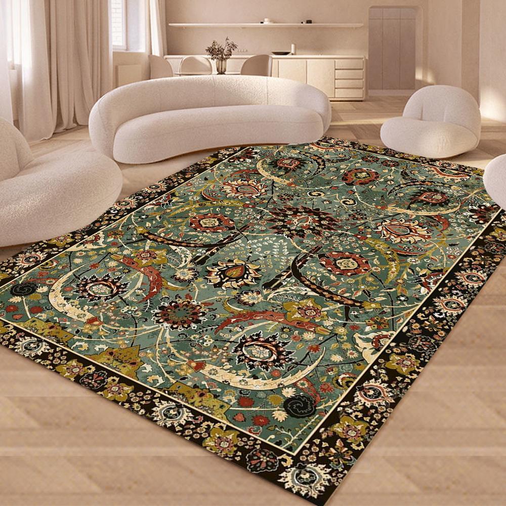 Boho Area Rugs Washable Vintage Modern Neutral Large Flannel Carpet for Dinning Room Living Room Bedroom Farmhouse Non Slip Mat