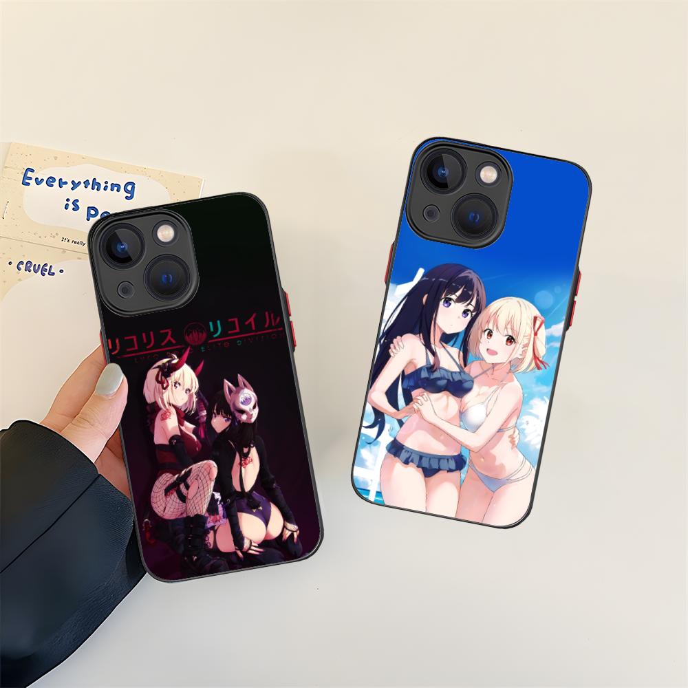 Lycoris Recoil Anime Mobile Phone Case for iPhone 16 15 14 13 12 11 X XR XS 8 7 Pro Max Plus Mini Colour Silicone Protective