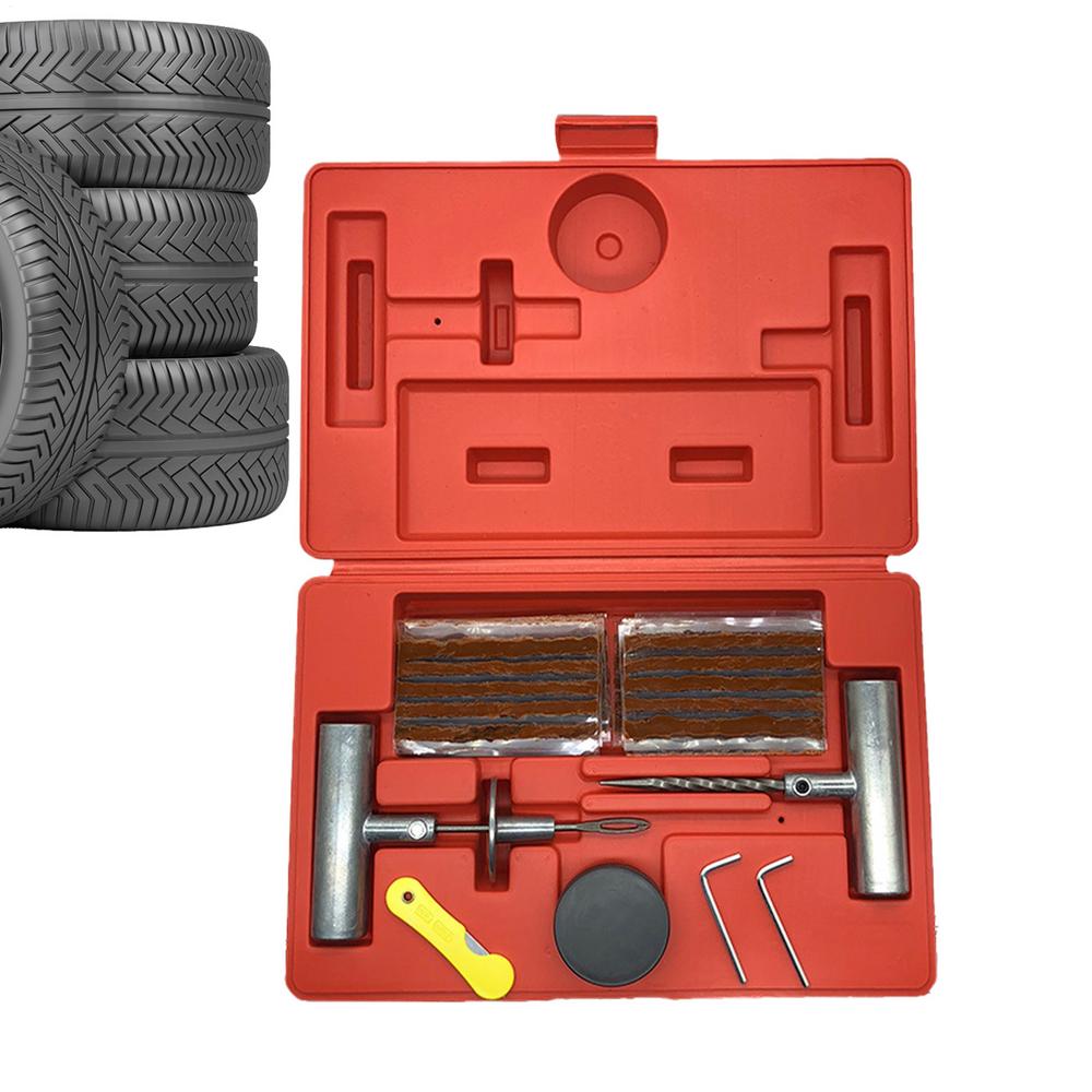 Car Tire Repair Kit Tire Puncture Repair Kit 37Piece Portable Gear Puller Removal Accessories For Auto Truck Bike Mower Lawn