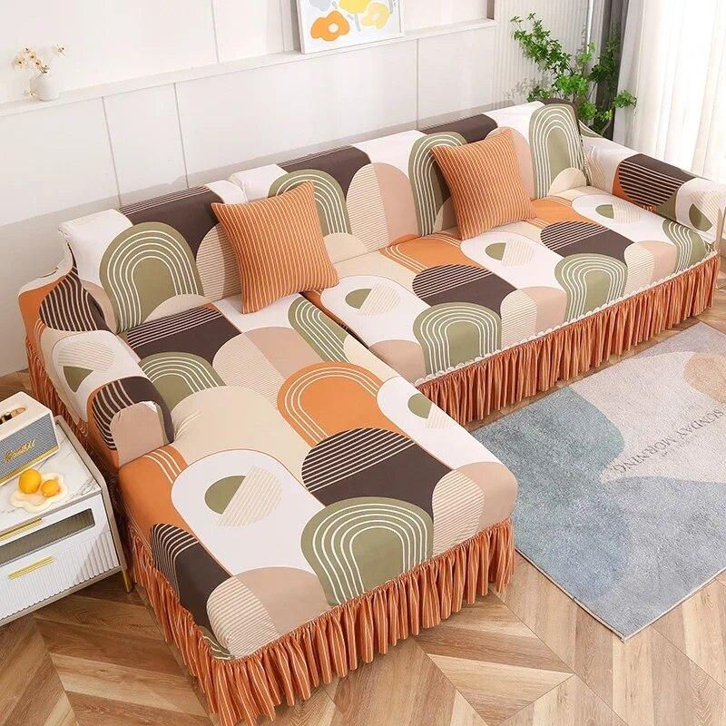 Double Sofa Large Skirt Sofa Cushion Four Seasons All Inclusive Sofa Cover Simple Elastic Luxury Sofa Protective Cover