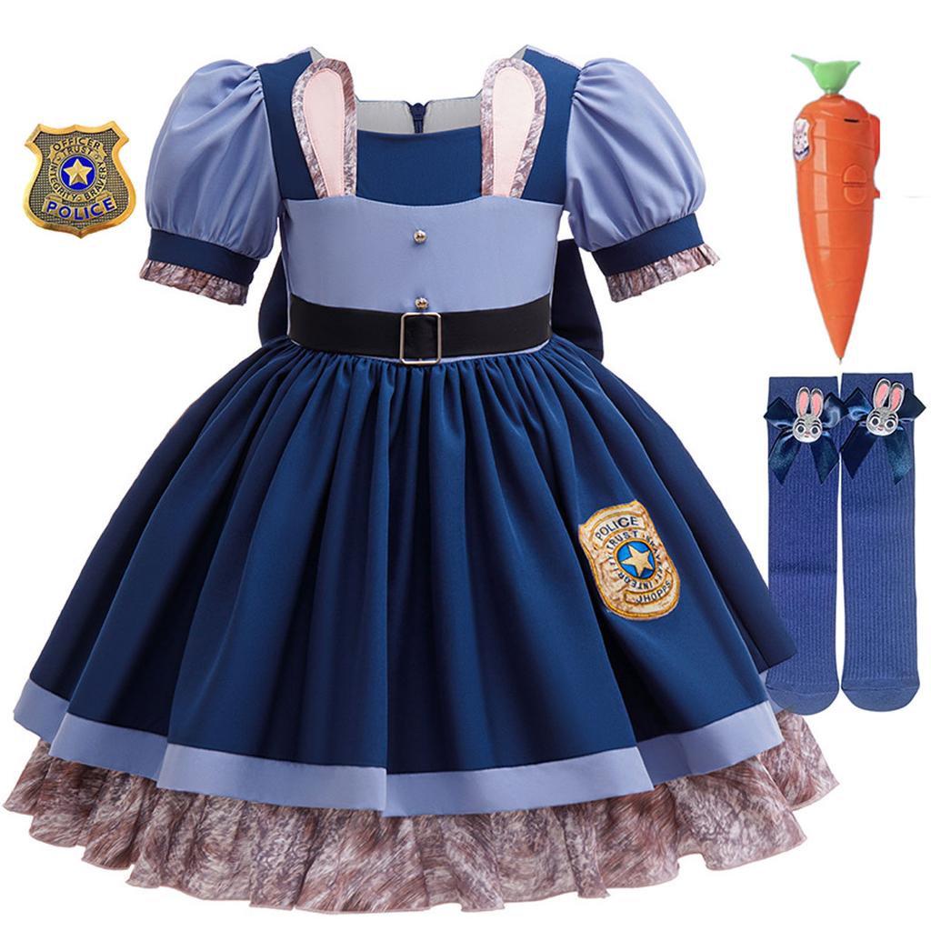 Película Zootopia 2 Disfraz de Conejita Judy Valiente Lindo Para Bebé Niña Juego de Rol Judy Hopps Disfraz de Conejo Set de Muñeca 2-10 Años