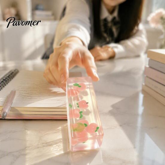 Flexible Sensory Toy Clear Bar Squeeze with Fake Fruit Inside, Stress Relief Shapeable Hand Therapy Stick Toy, Transparent Strip Figdet for