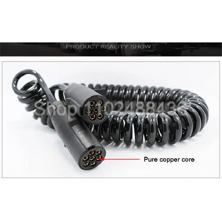 Truck Trailer Cable Semi-trailer Connection Cable 7-core Spiral Cable Assembly Power Reel Trailer Breakaway Electrical Plugs