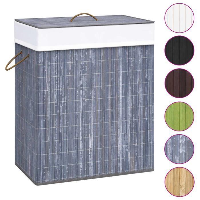 VidaXL Panier à linge avec une seule section bambou gris 83 L 320756