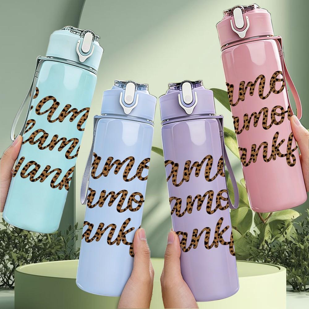 1PC Camox Glamour Thankful Script 750ml Color Plastic Sports Water Bottle Leakproof Flip Straw Lid Suitable for Sports Office Home Use