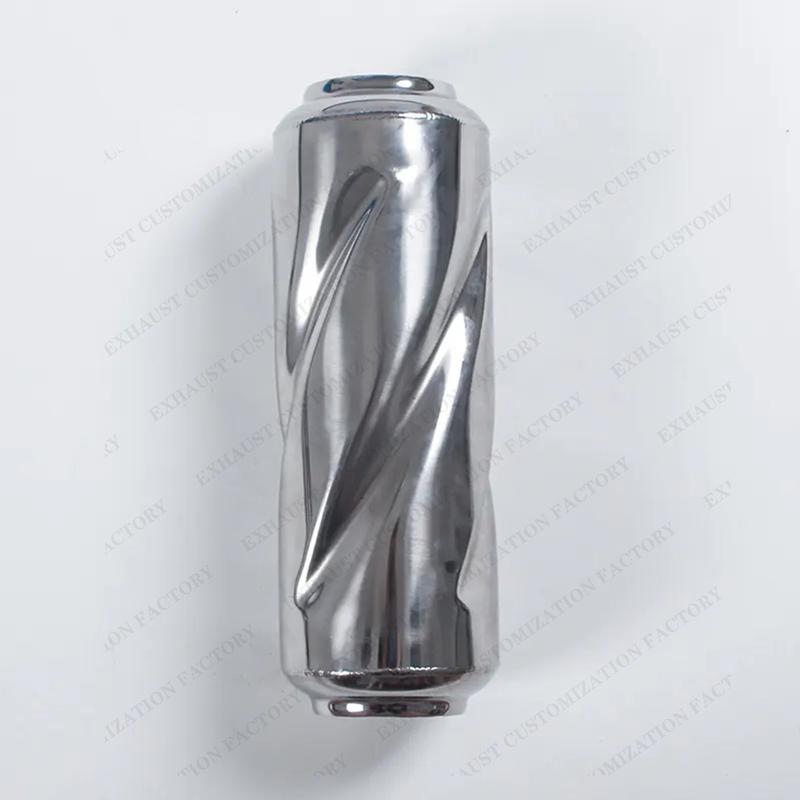 Performance Exhaust Resonator 63mm Inlet Outlet Muffler 304 Stainless Steel Spiral Surface Exhaust System DIY Car Accessories