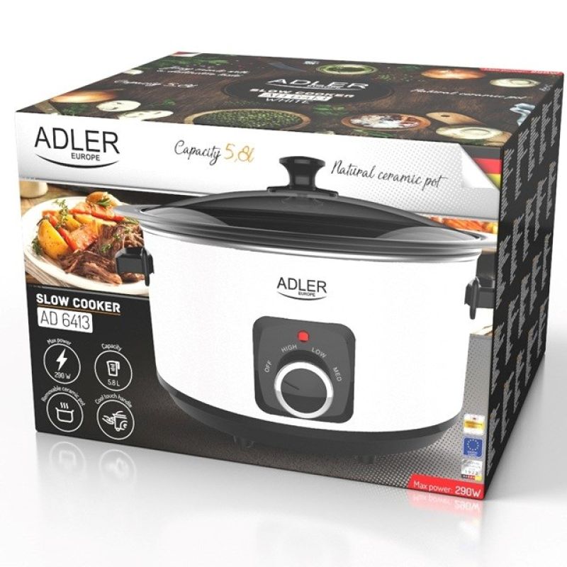 Adler AD 6413w Slow Cooker 5.8L White