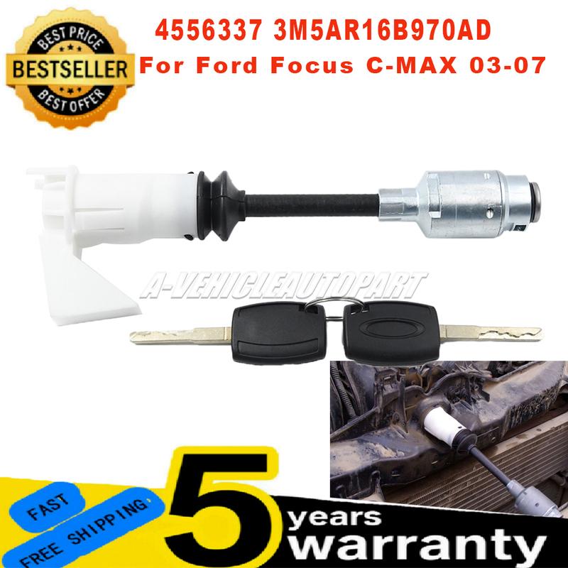 4556337 3M5AR16B970AD Per Ford focus C-MAX 2003-2007 Nuovo 1 Set Serratura di sgancio cofano con 2 chiavi kit di riparazione Accessori per auto