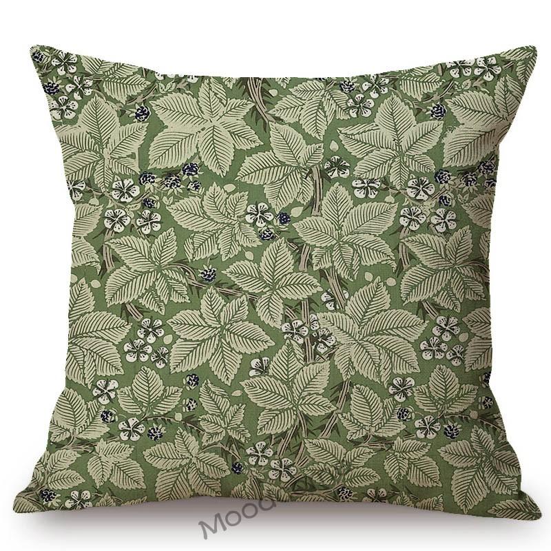 William Morris Floral Green Plant Flower Harmony Home Art Decorative Throw Pillow Case Sofa Cotton Linen Cushion Cover Case