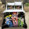 3D P-Powerpuff-Girls Cartoon Bedding Set Printed Bed Set Duvet Cover Sheet Pillowcase Bed Soft Quilt Cover Full Queen King Size
