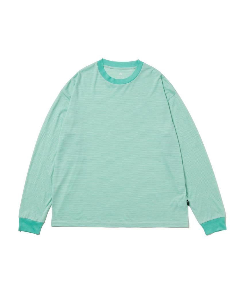 Summer Wool Stripe Long Sleeve for Men and Light Size M [Snow Peak] T-Shirt CS-26SU006 Long-sleeved T-shirt Women, Green,