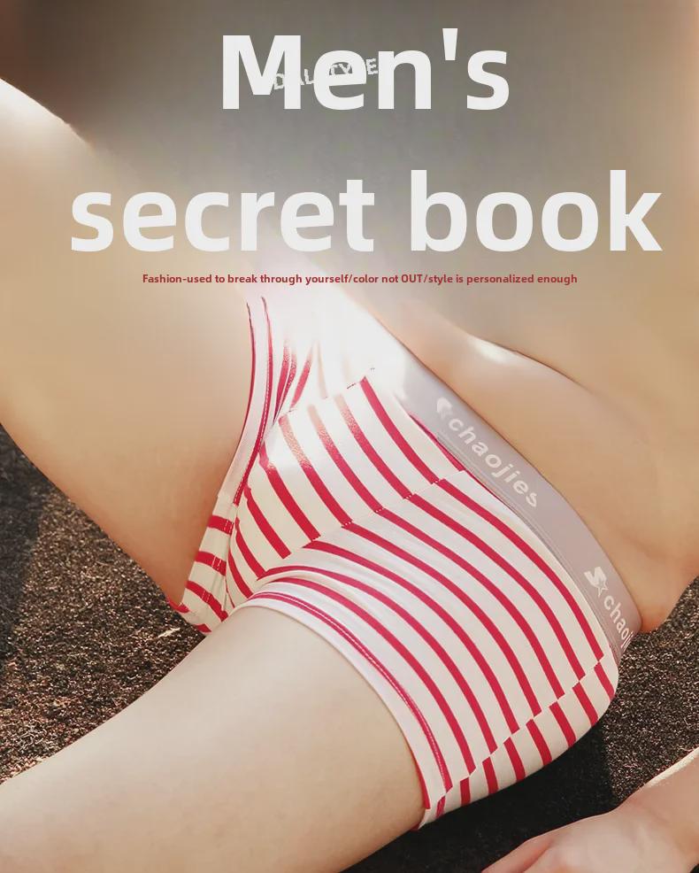 Men's Striped Cotton Boxer Briefs - Low Waist, Sexy & Sporty