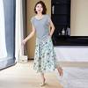 Mom's 2026 New Summer Chiffon Two-Piece Set: Short-Sleeve Top & Blouse for Middle-Aged and Elderly Women