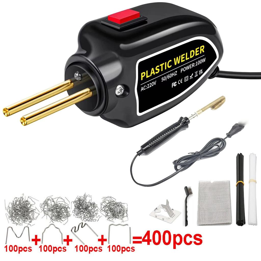 Plastic Welder 100W Heat Gun 400pcs Hot Staplers Plastic Welding Machine Bumper Soldering Iron Staples Car Repair Tools Kit