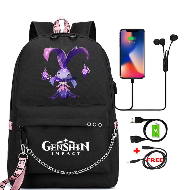Anime Game Travel Backpack Printed Canvas Backpack Students Women Large Capacity Bookbag Usb Charging for Boy Girl School Bag Kids Gifts