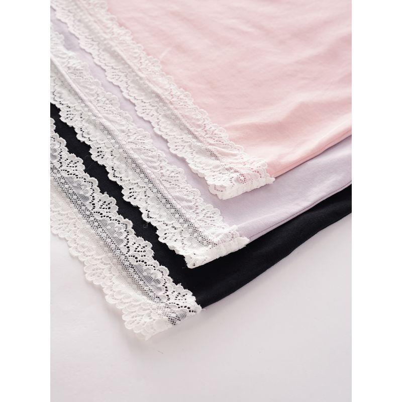 Plus size women clothing [Lace Cool T] Ice Porcelain Cotton Short sleeve T-shirt Chubby Girl Summer 100.00kg Belly Covering Slimming Top