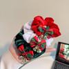 Christmas Double Bell Bow Scrunchie - Festive Hair Accessory for Holiday Celebrations