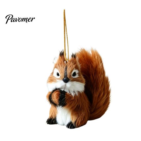 Realistic Squirrel Stuffed Toy Plush Hanging Ornament, Artificial Fur Animal Figurine for Christmas Cute Pendant Car Mirror Tree Decor, Rearview