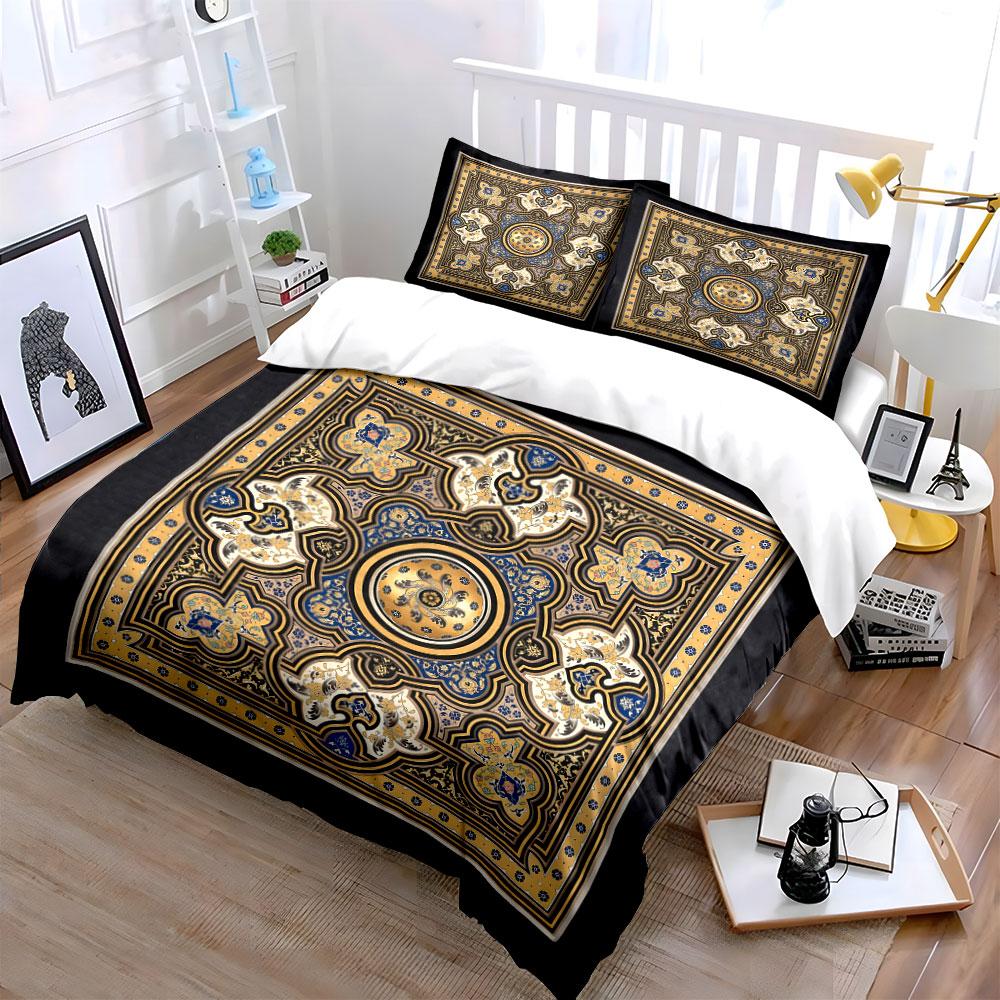 Golden Arabesque Dreamscape. Bedding Sets Duvet Covers Pillowcases(1* Duvet Cover 2* Pillowcases Without Duvet Insert)