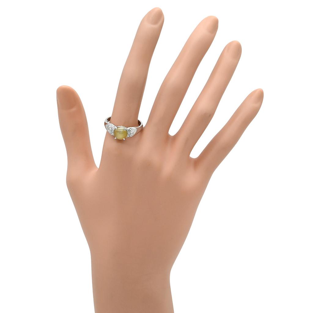 NON BRAND - Chrysoberyl Cat's Eye 2.24ct DiamondRing Ring Pt900/Chrysobell Cat's Eye #21(JP Size) Array