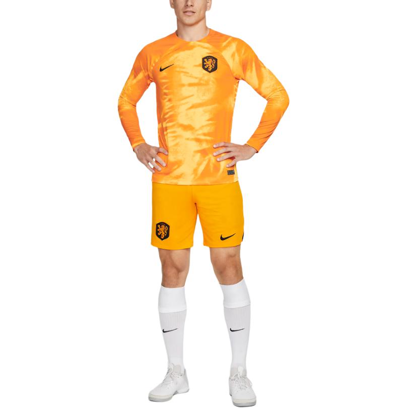 Nike Dri-FIT Long-Sleeve Soccer Jersey Tie-Dye Crew Neck Fitted Men tops Yellow DN0669-845